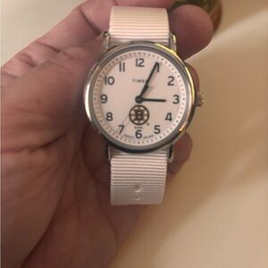 Timex White Dial Watch with White Nylon Strap